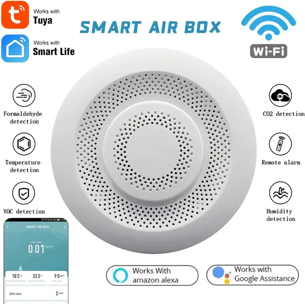Monitor Inteligente de calidad de Aire, Medidor de Aire Inferior. ch20, CO2, Co2, VoC. Smart Air Box.